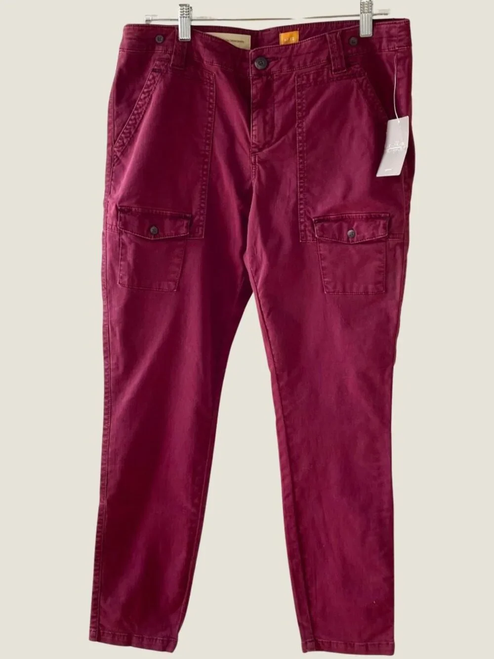 Pilcro Anthropologie Pants Size 12 Wine Red Cargo Stretch Utility Jeans - Picture 4 of 12